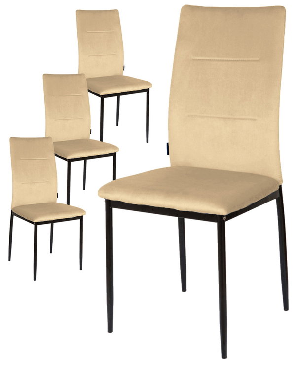 Krzesa tapicerowane Zestaw 4 VALVA DUO VELVET BEIGE